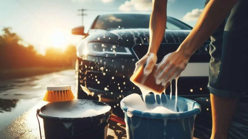 Two Bucket Method for Cleaning a Car